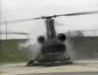 Helicopter still tied down