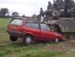 Tank flattens poor vw