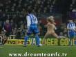 Sexy streaker scores a goal