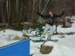 Funny videos : Sara bails on the snowboard rail