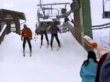 Funny videos : Skier has trouble getting off lift