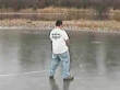 Funny videos : Peeing on a frozen pond