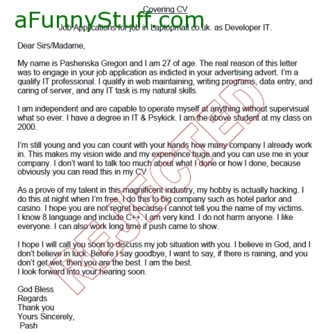 Funny pictures : Pashenska Cover letter
