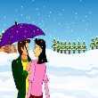 Snow fall kissing